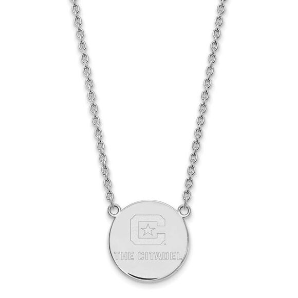 Sterling Silver Rhodium Plated The Citadel LG Disc Necklace, 18 Inch - Picture 2 of 5